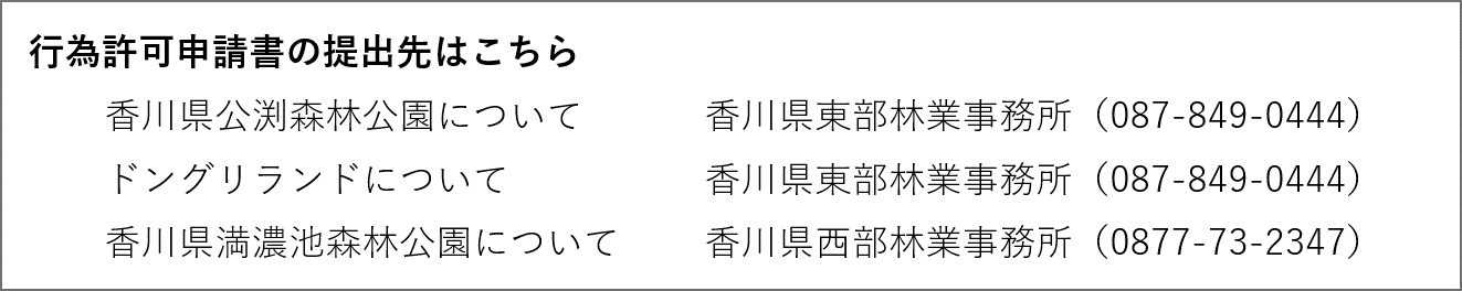 森林公園内行為許可一覧