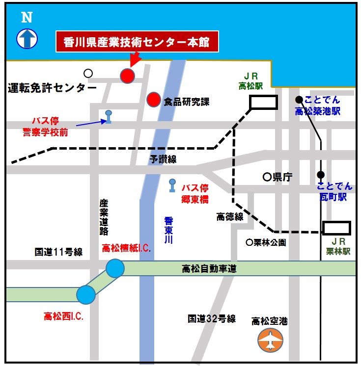 産業技術センター・食品研究課付近略図