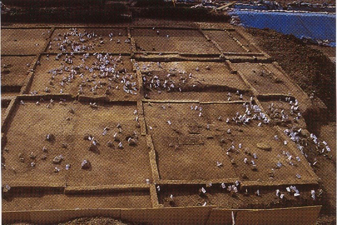 平成初期の調査風景（中間西井坪遺跡）