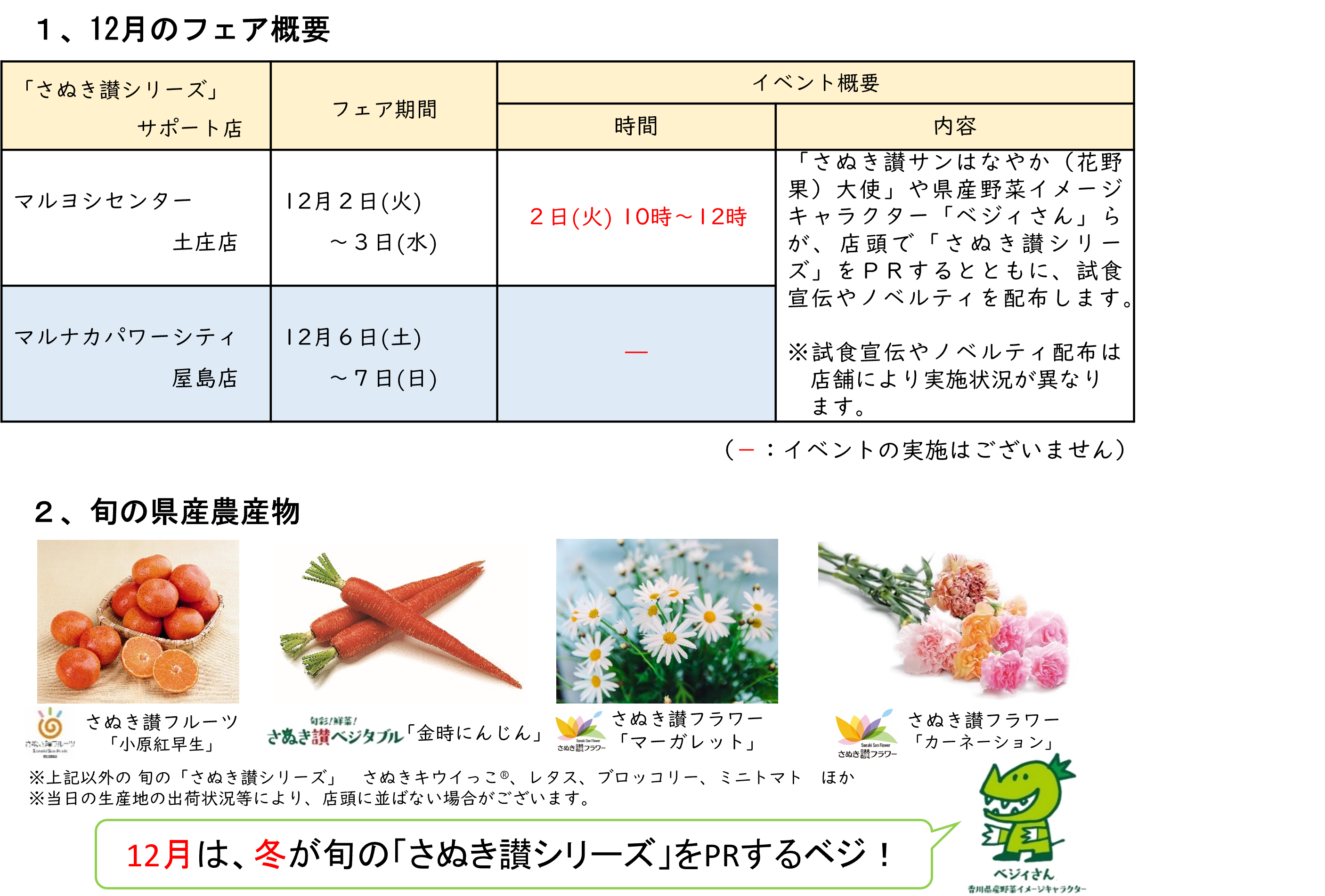 12月フェア内容